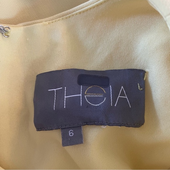 THEIA lemon ruffle yellow asymmetric midi dress 22768 - Picture 13 of 16